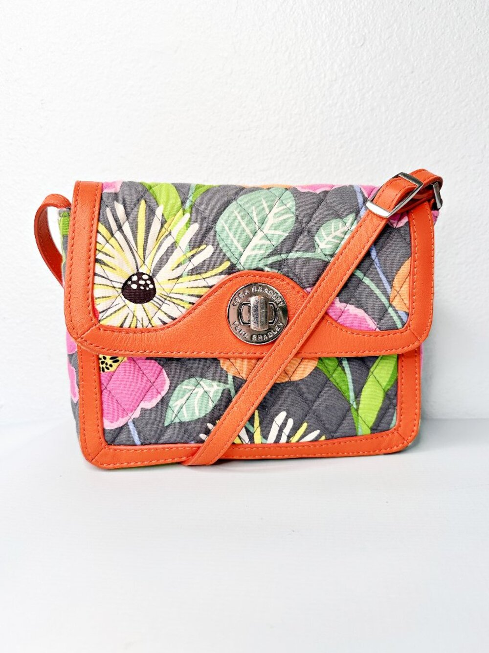 Vera Bradley Patricia Crossbody Bag Jazzy Blooms Orange Floral Purse Quilted